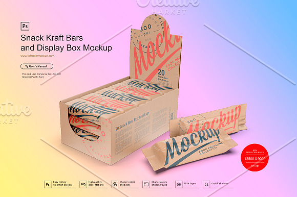 Kraft Snack Bars & Box Mockup in Product Mockups - product preview 4