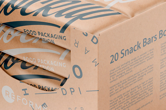 Kraft Snack Bars & Box Mockup in Product Mockups - product preview 5