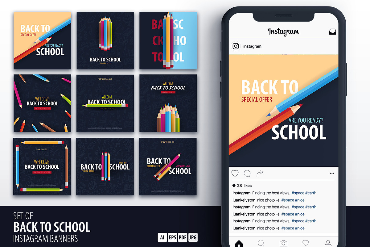 Back to School banners in Instagram Templates - product preview 8