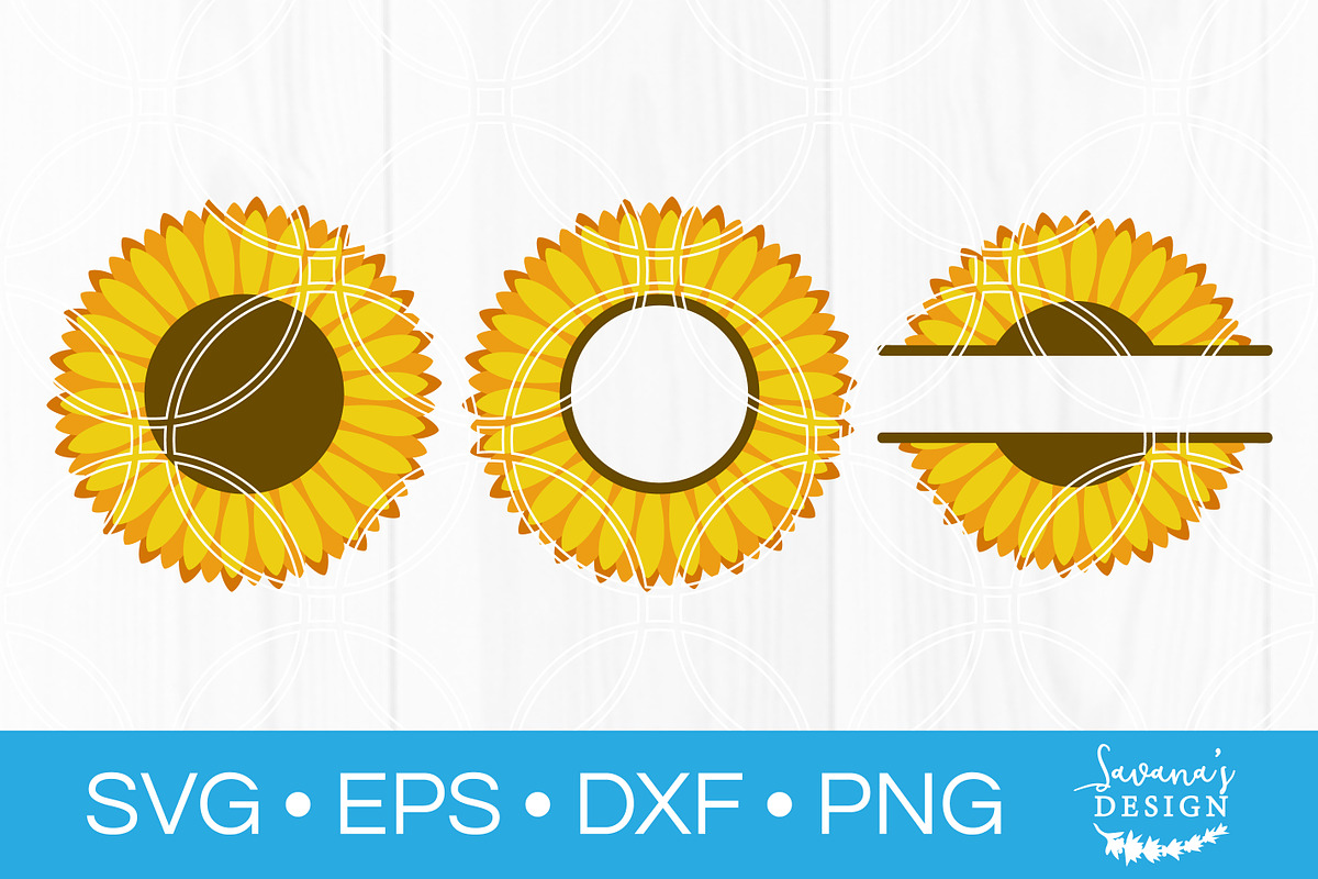 Sunflower Monogram SVG Cut File in Illustrations - product preview 8