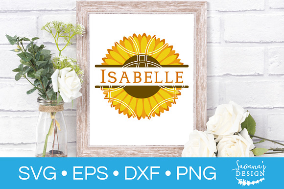 Sunflower Monogram SVG Cut File in Illustrations - product preview 1