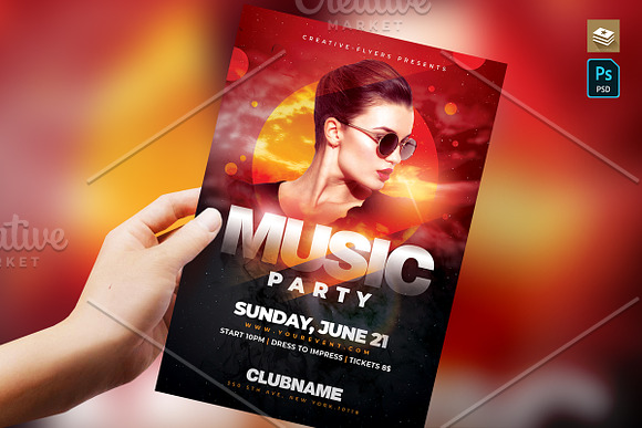 Music Party Flyer Template in Templates - product preview 1
