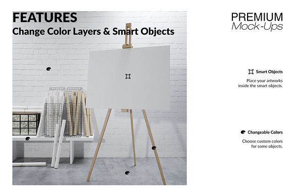 Easel with Canvas - Many Sizes in Product Mockups - product preview 3