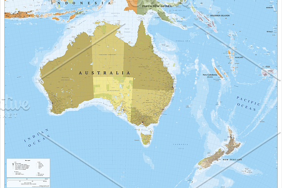 Australia and New Zealand map in Illustrations - product preview 3
