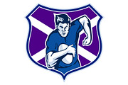 rugby player flag and shield