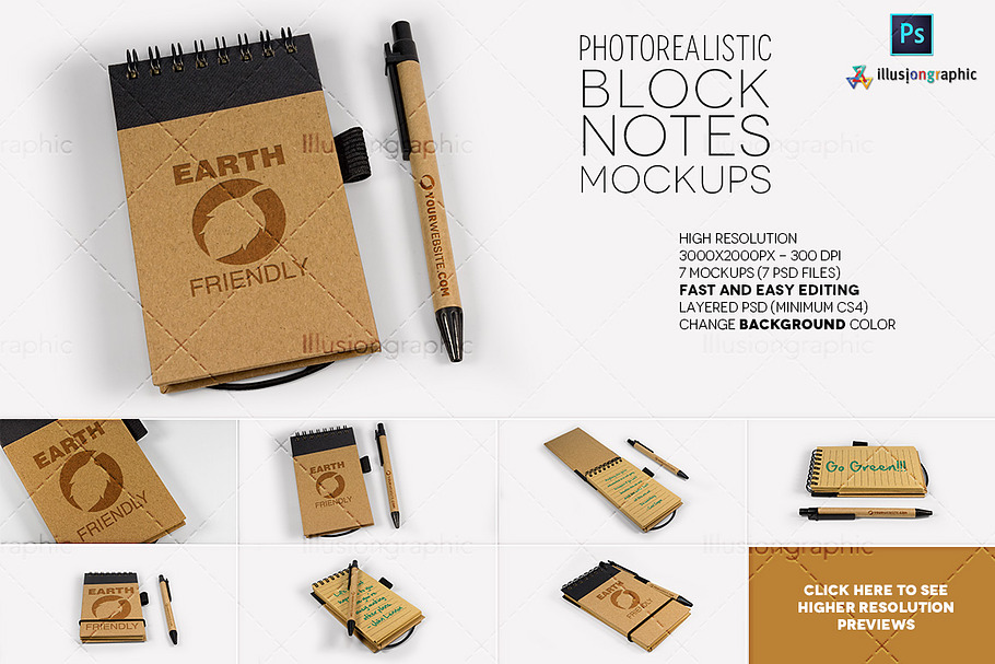 Photorealistic Block Notes Mockup in Product Mockups - product preview 8