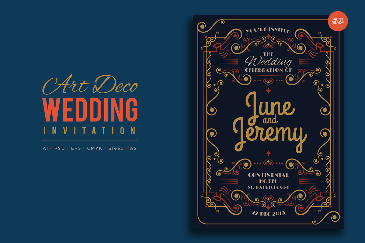 Art Deco Wedding Invitation 8 in Wedding Templates - product preview 8