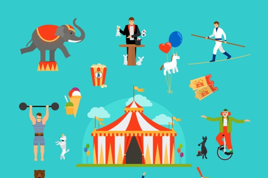 Circus and fun fair elements