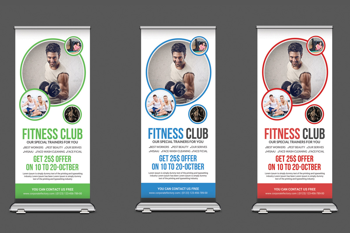 Fitness Roll Up Banner Template in Flyer Templates - product preview 8