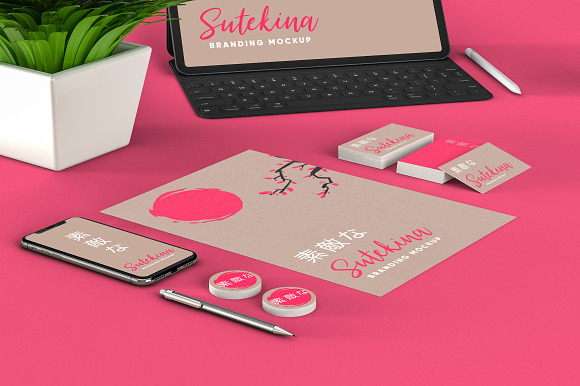 Sutekina Stationery Design Mockup in Mobile & Web Mockups - product preview 1