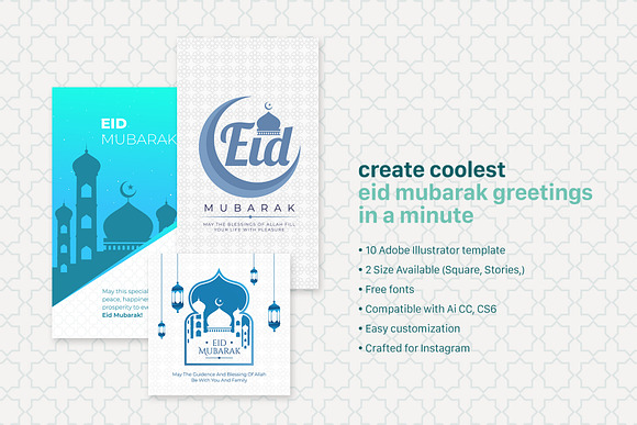 Eid Mubarak Social Media Poster in Instagram Templates - product preview 1
