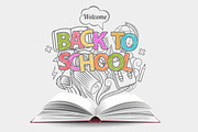 Back to school book with doodle