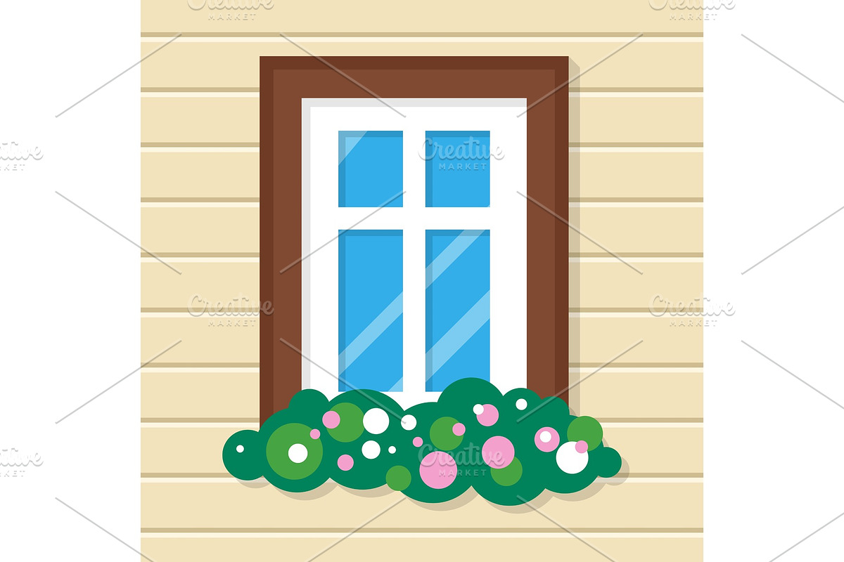 Window with Flowers in House. Street in Illustrations - product preview 8