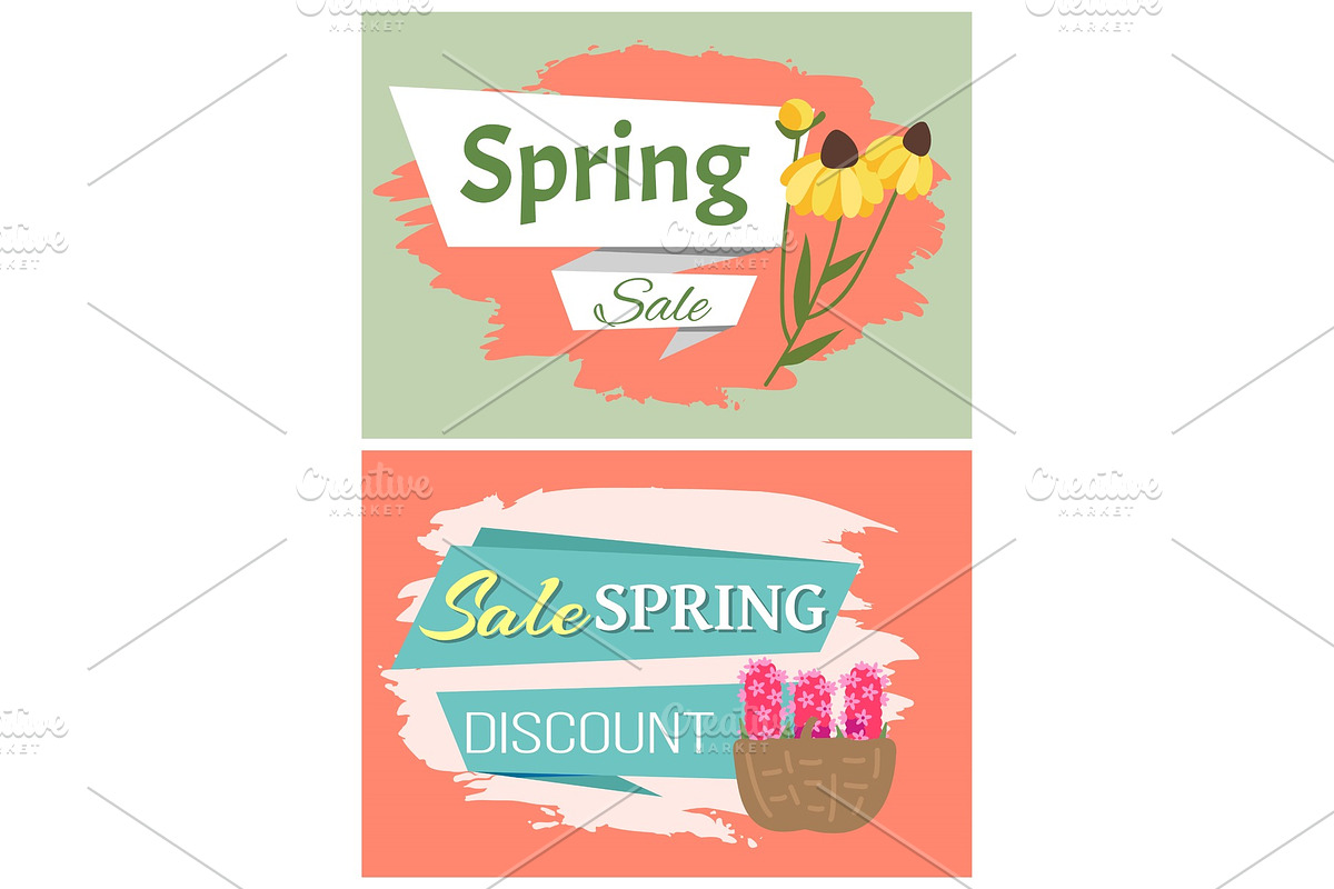 Springtime Label with Flowers, Web in Illustrations - product preview 8