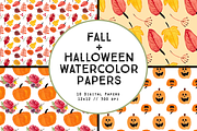 Watercolor Fall Halloween Papers