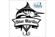 Blue marlin fishing logo
