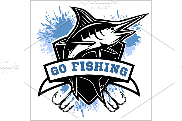 Blue marlin fishing logo