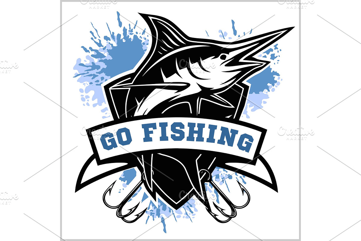 Blue marlin fishing logo in Illustrations - product preview 8