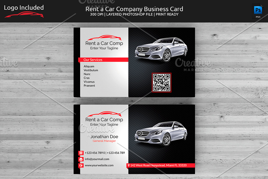 Rent a Car Business Card in Business Card Templates - product preview 8