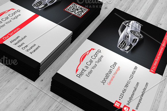 Rent a Car Business Card in Business Card Templates - product preview 2
