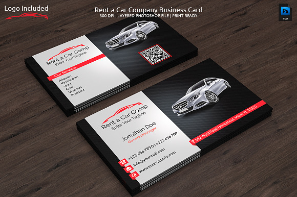 Rent a Car Business Card in Business Card Templates - product preview 3