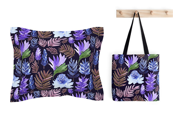Blue Jungle. Watercolor pattern. in Patterns - product preview 2