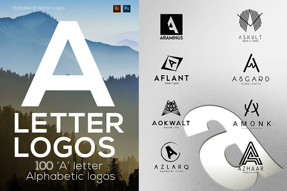 100 "A" Letter Alphabetic Logos in Logo Templates - product preview 9