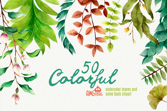 50 Colorful Leaves in Objects - product preview 2