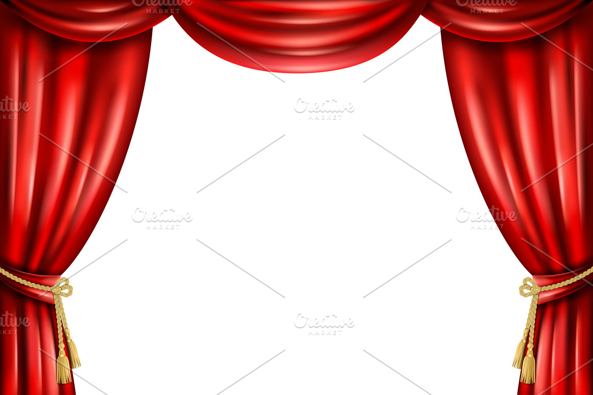 Opera theater stage with red curtain in Illustrations - product preview 8