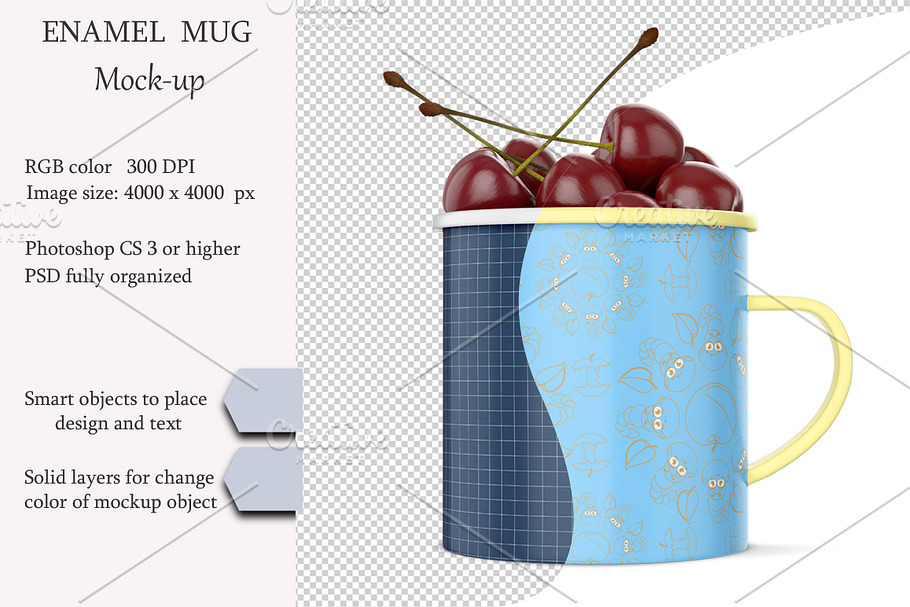 Enamel mug mockup. PSD mockup. in Mockup Templates - product preview 8