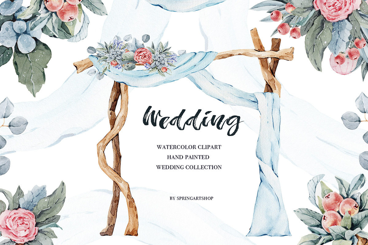 Wedding watercolor collection in Illustrations - product preview 8
