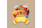 Background with fast food meal