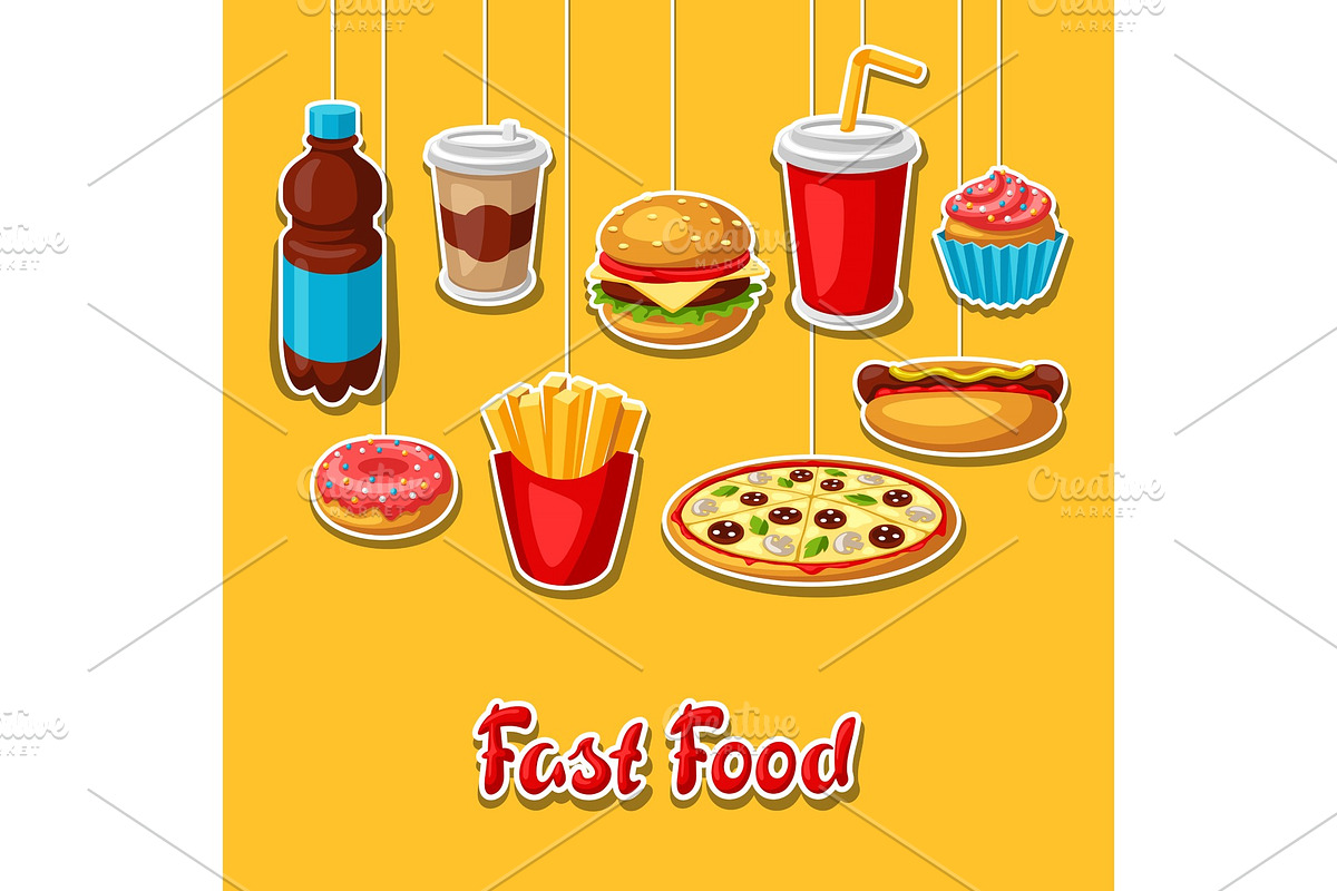 Background with fast food meal in Illustrations - product preview 8