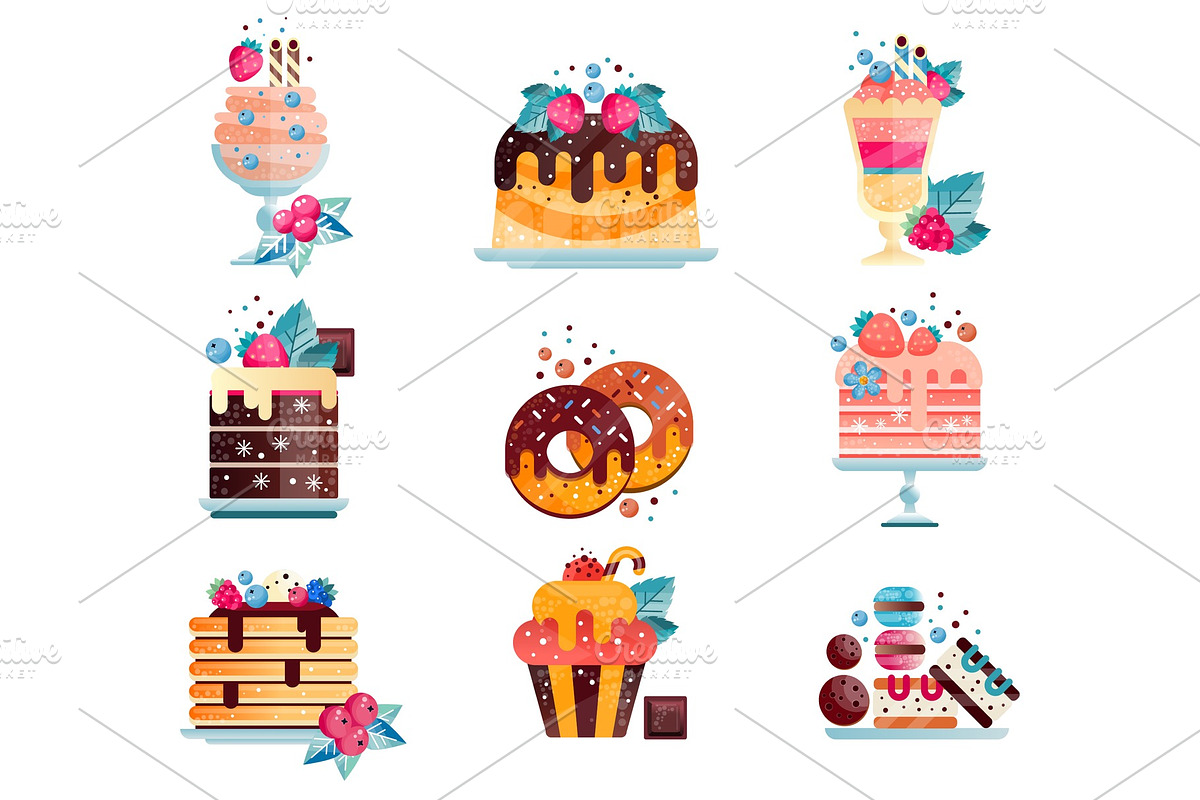 Flat vector set of various tasty in Illustrations - product preview 8