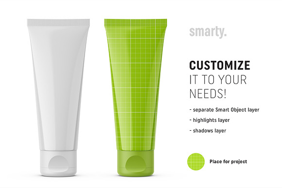 Cosmetic tube mockup / glossy in Product Mockups - product preview 1