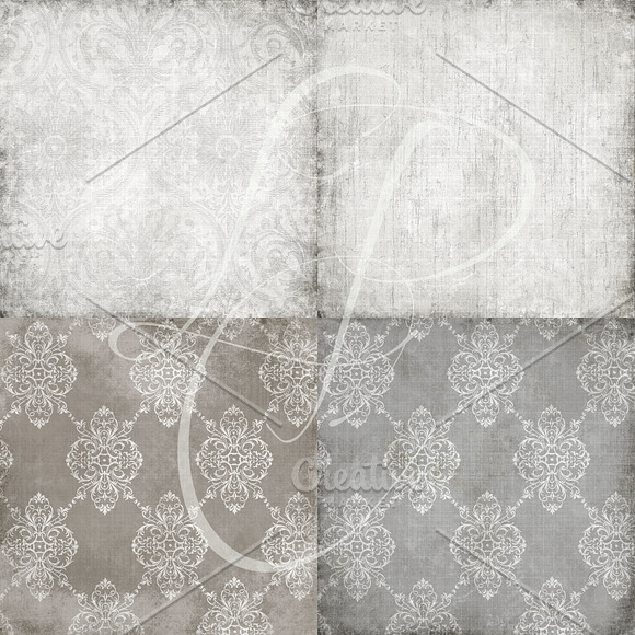 Neutral Damask & Solid Pattern Paper in Patterns - product preview 1
