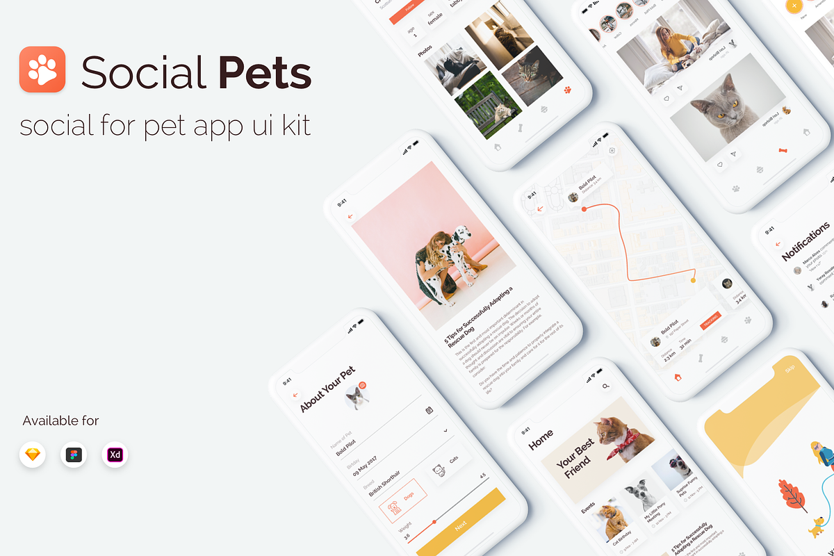 Social Pets App UI Kits in UI Kits and Libraries - product preview 8