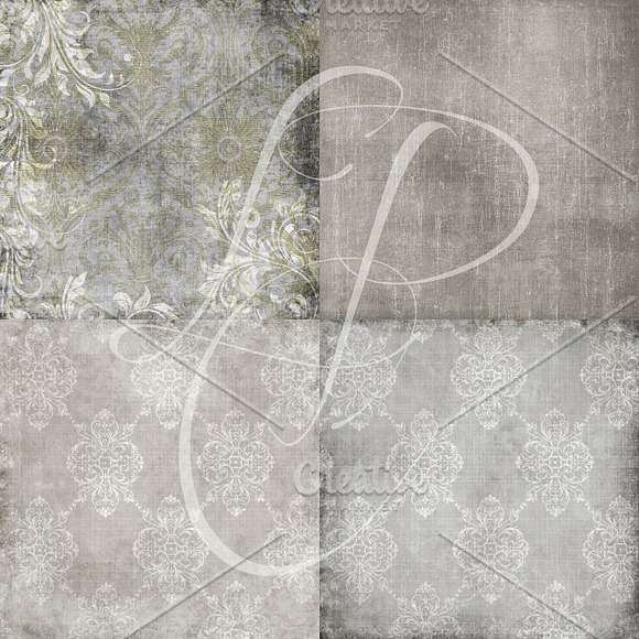 Neutral Damask & Solid Pattern Paper in Patterns - product preview 3