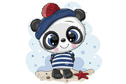 Baby cartoon Panda in sailor costume