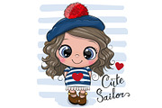 Baby cartoon Girl in sailor costume