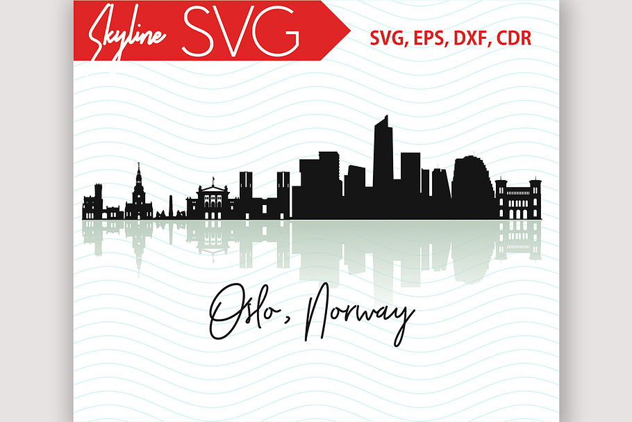 Oslo Skyline SVG, Norway City in Illustrations - product preview 8