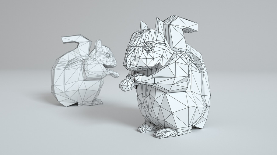 Low Poly Paper Squirrel in Animals - product preview 2