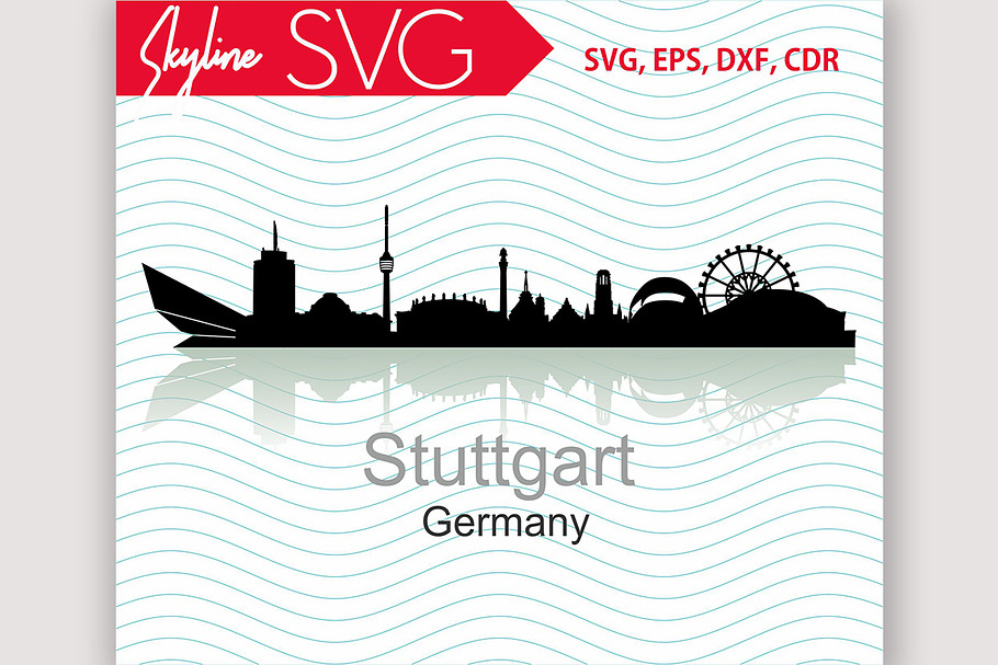 Stuttgart Skyline, Germany City SVG in Illustrations - product preview 8
