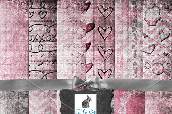 Shabby Pink Valentine Digital Paper