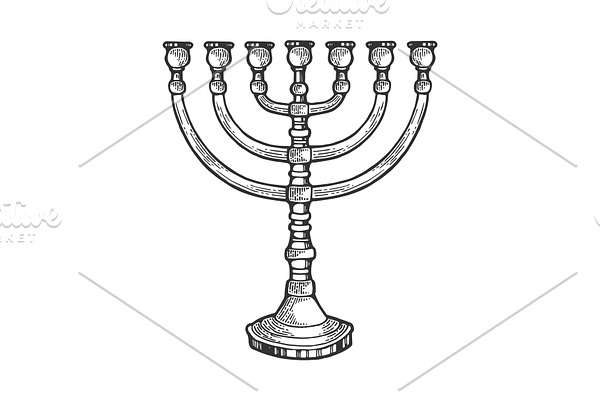Menorah Hebrew symbol sketch vector