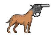 Revolver gun dog head color sketch