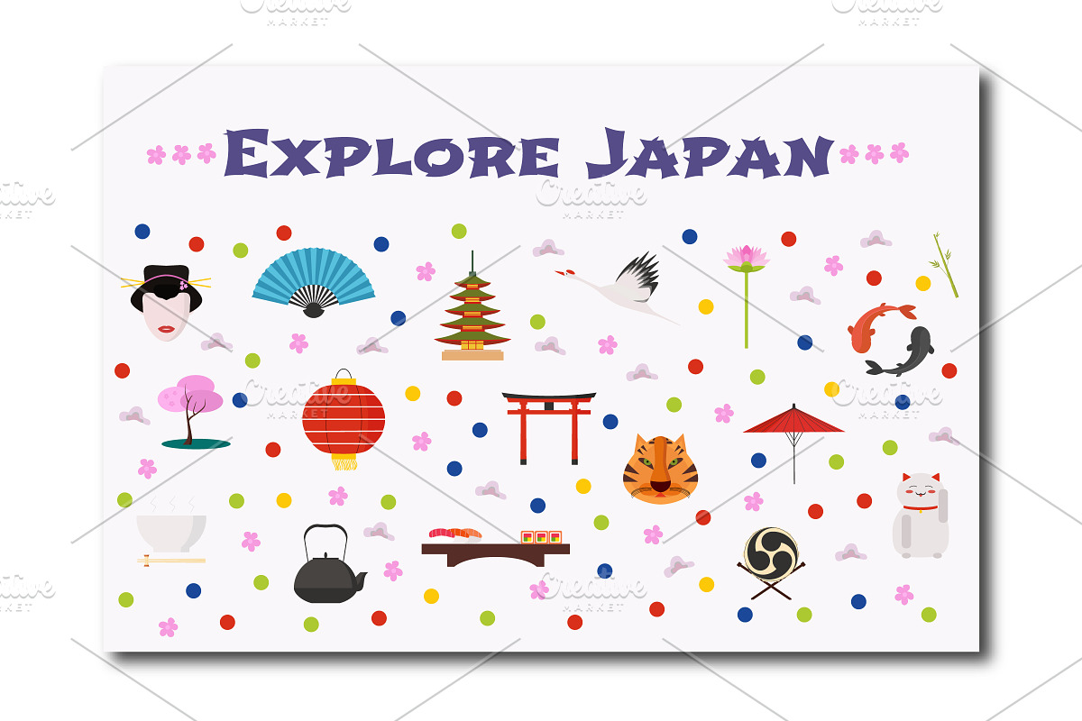 Travel to Japan vector icons set in Illustrations - product preview 8