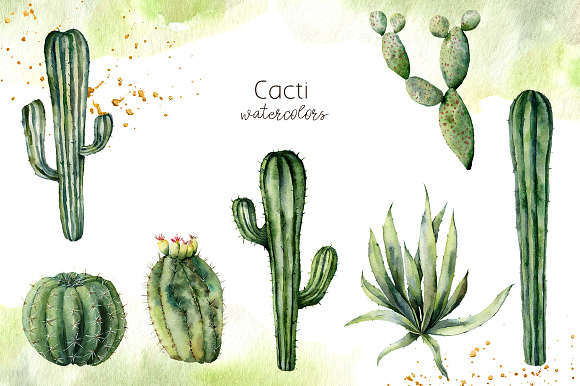 Llamas: cacti party. Watercolor in Illustrations - product preview 3