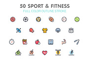 50 Sport & Fitness Full-Color Icon