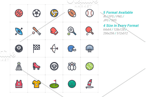 50 Sport & Fitness Full-Color Icon in Sports Icons - product preview 1
